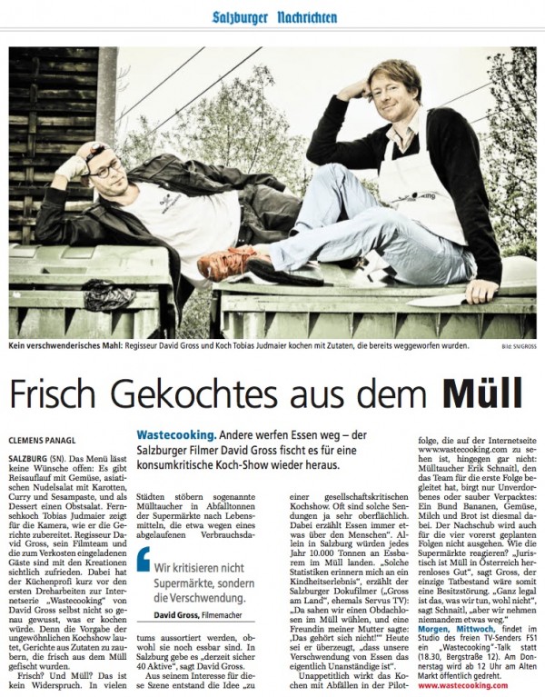 Mit wastecooking.com in den Salzburger Nachrichten